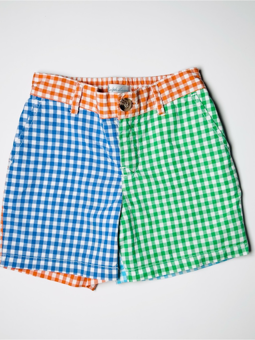 Ralph Lauren Kids Patchwork Gingham Fun Shorts Colorblock Preppy 18M Summer